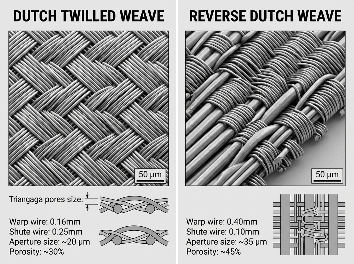 Dutch Twilled Weave and Reverse Dutch Weave Schematic